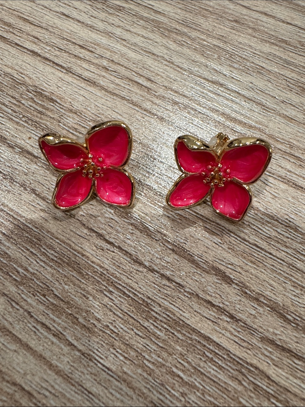 Pink Floral Non-Pierced Clip-On Earrings